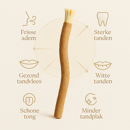 Voordelen miswak — frisse adem, schoon tandvlees, witte tanden, minder tandplak