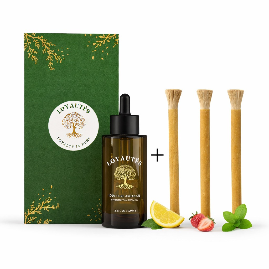 Verzorgingspakket — pure arganolie 100ml en miswak mixset met 3 smaken