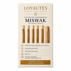 Miswak met houten houder — doos met 5 sticks, natuurlijke tandenborstel zonder plastic